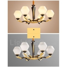 Luksuriøs Rustikk Retro Vintage Messing Anhengslysekrone Med Glassskjermer