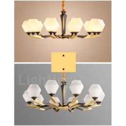 Luksuriøs Rustikk Retro Vintage Messing Anhengslysekrone Med Glassskjermer