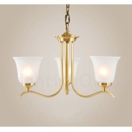 Luksuriøs Rustikk Retro Vintage Messing Anhengslysekrone Med Glassskjermer