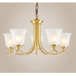 Luksuriøs Rustikk Retro Vintage Messing Anhengslysekrone Med Glassskjermer