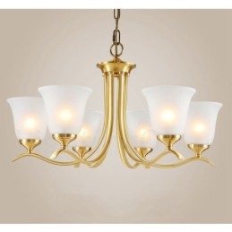 Luksuriøs Rustikk Retro Vintage Messing Anhengslysekrone Med Glassskjermer
