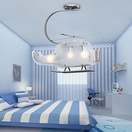 Enkel Barnelampe Tegneserie Glass Helikopterlampe