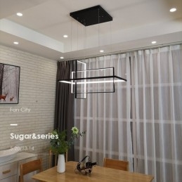 Dimmbar Lineær Pendellampe Med Fjernkontroll Omgivelseslys Malte Overflater Aluminium Moderne Design