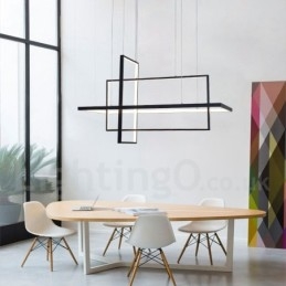 Dimmbar Lineær Pendellampe Med Fjernkontroll Omgivelseslys Malte Overflater Aluminium Moderne Design