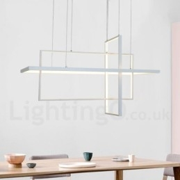 Dimmbar Lineær Pendellampe Med Fjernkontroll Omgivelseslys Malte Overflater Aluminium Moderne Design