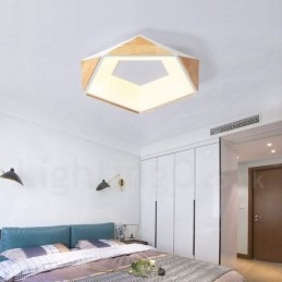 Dimmbar Flerfarget Pentagon Tretaklampe Med Akrylskjerm Taklampe I Nordisk Stil
