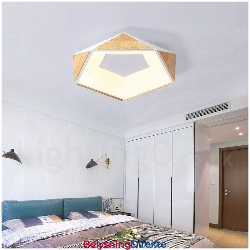 Dimmbar Flerfarget Pentagon Tretaklampe Med Akrylskjerm Taklampe I Nordisk Stil