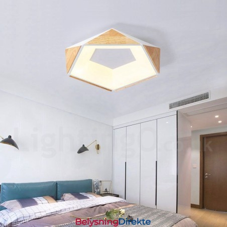 Dimmbar Flerfarget Pentagon Tretaklampe Med Akrylskjerm Taklampe I Nordisk Stil