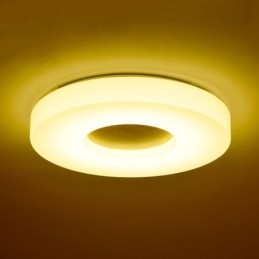 Dimbar Ultratynn Rund Taklampe I Tre Med Akrylskjerm I Nordisk Stil