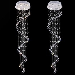 Krystall Pendellampe Lysekronebelysning 4 Lys Sølv Canpoy Klar K9 Krystall Helix Taklampe H150 Cm