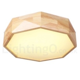 Dimmbar Taklampe I Tre Med Akrylskjerm I Nordisk Stil