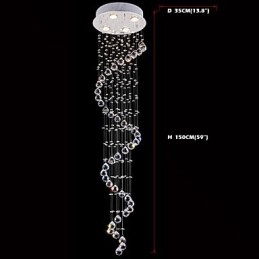 Krystall Pendellampe Lysekronebelysning 4 Lys Sølv Canpoy Klar K9 Krystall Helix Taklampe H150 Cm