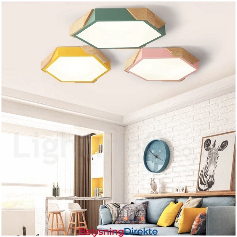 Dimmbar Macaron Ultratynn Flerfarget Tretaklampe Med Akrylskjerm Taklampe I Nordisk Stil