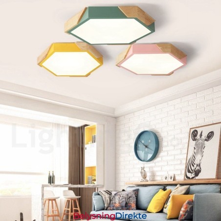 Dimmbar Macaron Ultratynn Flerfarget Tretaklampe Med Akrylskjerm Taklampe I Nordisk Stil