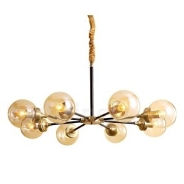 Luksuriøs Rustikk Retro Vintage Messing Pendellysekrone Med Glassskjermer
