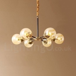 Luksuriøs Rustikk Retro Vintage Messing Pendellysekrone Med Glassskjermer