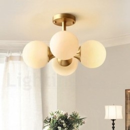 4 Lys I Ren Messing, Moderne, Samtidskunst, Enkel, Rustikk, Retro Vintage, Innfelt Taklampe Med Glassskjermer