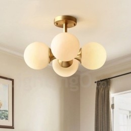 4 Lys I Ren Messing, Moderne, Samtidskunst, Enkel, Rustikk, Retro Vintage, Innfelt Taklampe Med Glassskjermer