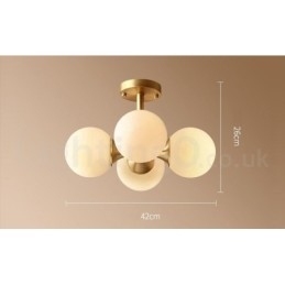 4 Lys I Ren Messing, Moderne, Samtidskunst, Enkel, Rustikk, Retro Vintage, Innfelt Taklampe Med Glassskjermer