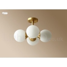 4 Lys I Ren Messing, Moderne, Samtidskunst, Enkel, Rustikk, Retro Vintage, Innfelt Taklampe Med Glassskjermer