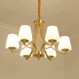Stor, Luksuriøs, Rustikk, Retro Vintage-Lysekrone I Messing Med Glassskjermer