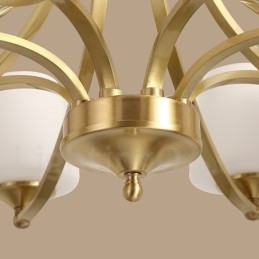Stor, Luksuriøs, Rustikk, Retro Vintage-Lysekrone I Messing Med Glassskjermer