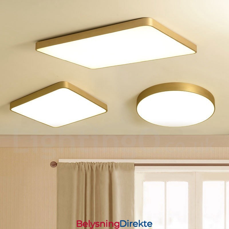 Ultratynne, Firkantede, Dimbare, Moderne, Samtidskunstneriske, Nordiske Stiler, Innfelt Taklampe I Messing Med Akrylskjerm, Kan Også Brukes Som Vegglampe