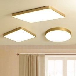 Ultratynne Rektangulære Dimbare Moderne, Samtidskunstneriske Nordiske Stiler I Messing Med Innfelt Montering Og Akrylskjerm, Kan Også Brukes Som Vegglampe
