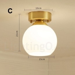 Rustikk Nordisk Stil I Ren Messing Med Innfelt Taklampe Og Glassskjerm