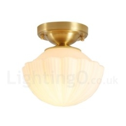Rustikk Nordisk Stil I Ren Messing Med Innfelt Taklampe Og Glassskjerm
