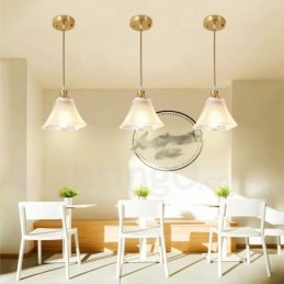 Rustikk Pendellampe I Nordisk Stil I Ren Messing Med Glassskjerm