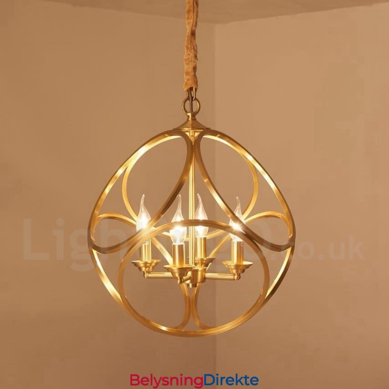 Ren Messing Rustikk Lodge Nordisk Stil Pendellampe