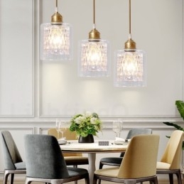 Rustikk Pendellampe I Nordisk Stil I Ren Messing Med Glassskjerm