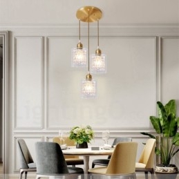 Rustikk Pendellampe I Nordisk Stil I Ren Messing Med Glassskjerm