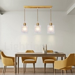 Rustikk Pendellampe I Nordisk Stil I Ren Messing Med Glassskjerm