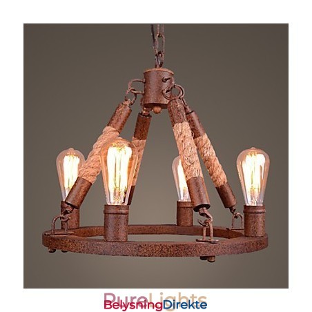 Vintage Tau Pendellampe Loft Kreativ Industriell Lampe Amerikansk Stil Dekorasjon