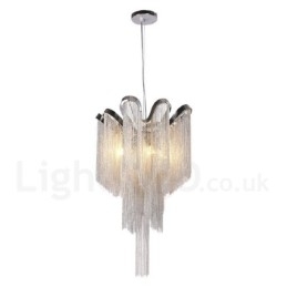Aluminium Tassels Lysekrone Designer Pendellampe Sølvfarget