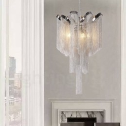 Aluminium Tassels Lysekrone Designer Pendellampe Sølvfarget
