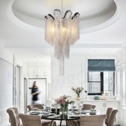 Aluminium Tassels Lysekrone Designer Pendellampe Sølvfarget