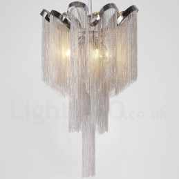 Aluminium Tassels Lysekrone Designer Pendellampe Sølvfarget