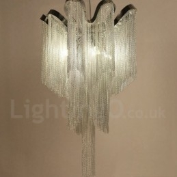 Aluminium Tassels Lysekrone Designer Pendellampe Sølvfarget