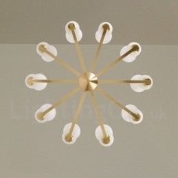 Retro Vintage Messing Anhengslysekrone Med Glassskjermer
