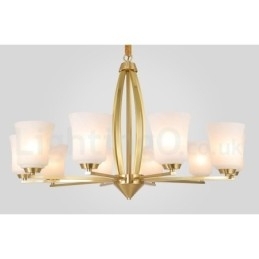 Retro Vintage Messing Anhengslysekrone Med Glassskjermer