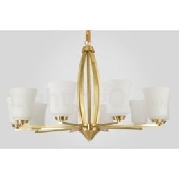 Retro Vintage Messing Anhengslysekrone Med Glassskjermer