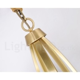 Retro Vintage Messing Anhengslysekrone Med Glassskjermer