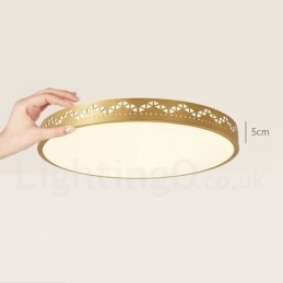 Rund Taklampe I Ren Messing, Moderne Og Moderne I Nordisk Stil Med Innfelt Tak Og Akrylskjerm