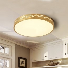 Rund Taklampe I Ren Messing, Moderne Og Moderne I Nordisk Stil Med Innfelt Tak Og Akrylskjerm