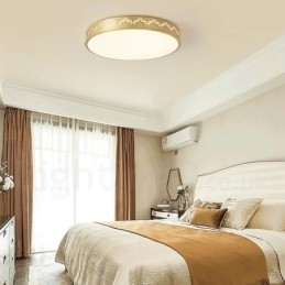 Rund Taklampe I Ren Messing, Moderne Og Moderne I Nordisk Stil Med Innfelt Tak Og Akrylskjerm