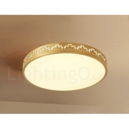 Rund Taklampe I Ren Messing, Moderne Og Moderne I Nordisk Stil Med Innfelt Tak Og Akrylskjerm