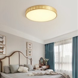 Rund Taklampe I Ren Messing, Moderne Og Moderne I Nordisk Stil Med Innfelt Tak Og Akrylskjerm